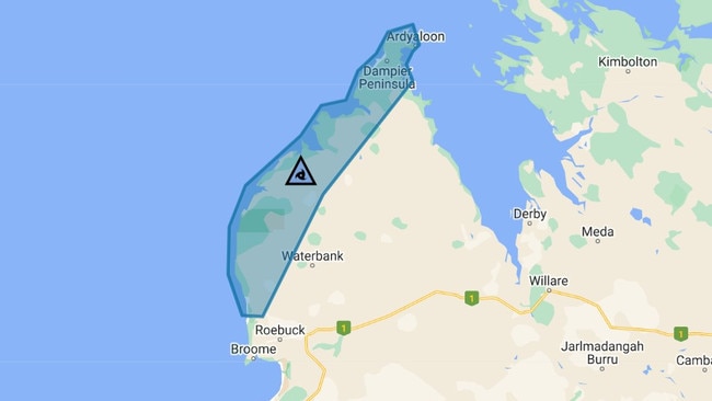 The area covered by the cyclone blue alert as of Tuesday afternoon.