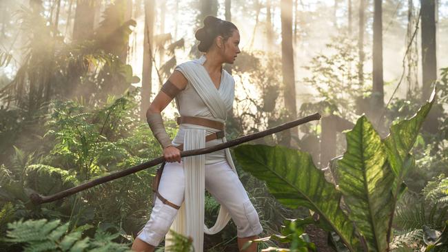 This image released by Disney/Lucasfilm shows Daisy Ridley as Rey in a scene from 