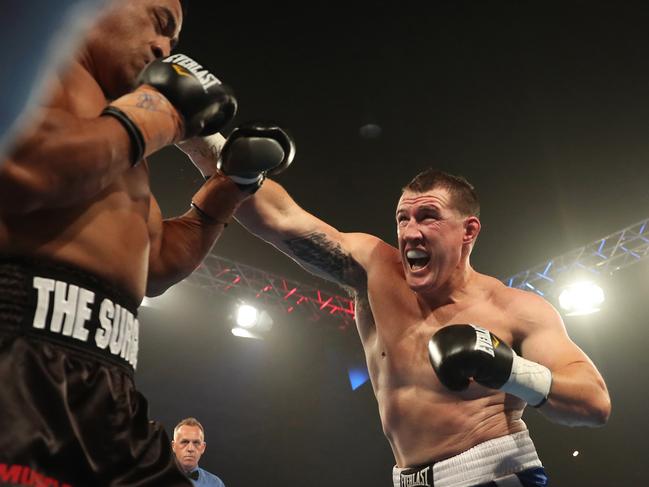 Paul Gallen during his fight against John Hopoate in Sydney in February.