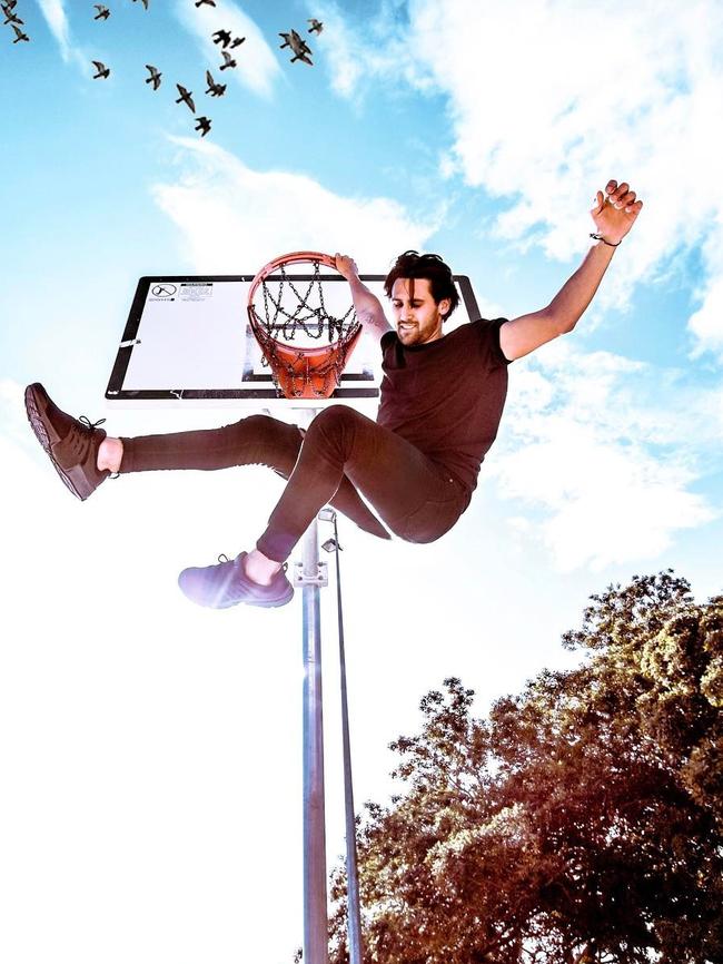 Flying high: “Hey my name’s Dunkin...Slam Dunkin.” Picture: Jye Emdur