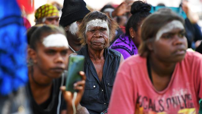 Relatives of Kumanjayi Walker outside of Alice Springs Local Court. Picture: AAP