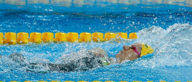 Emily Seebohm in the heat of battle last month in China. (Photo by STR / AFP) / China OUT