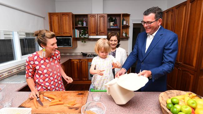 Premier Daniel Andrews at a Spotswood home where the four-bin system is already in place. Picture: AAP