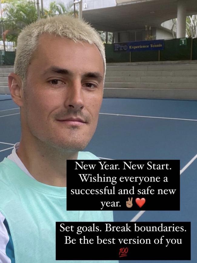 Bernard Tomic showed his fans his training on New Year's Eve on his Instagram. Picture: Instagram