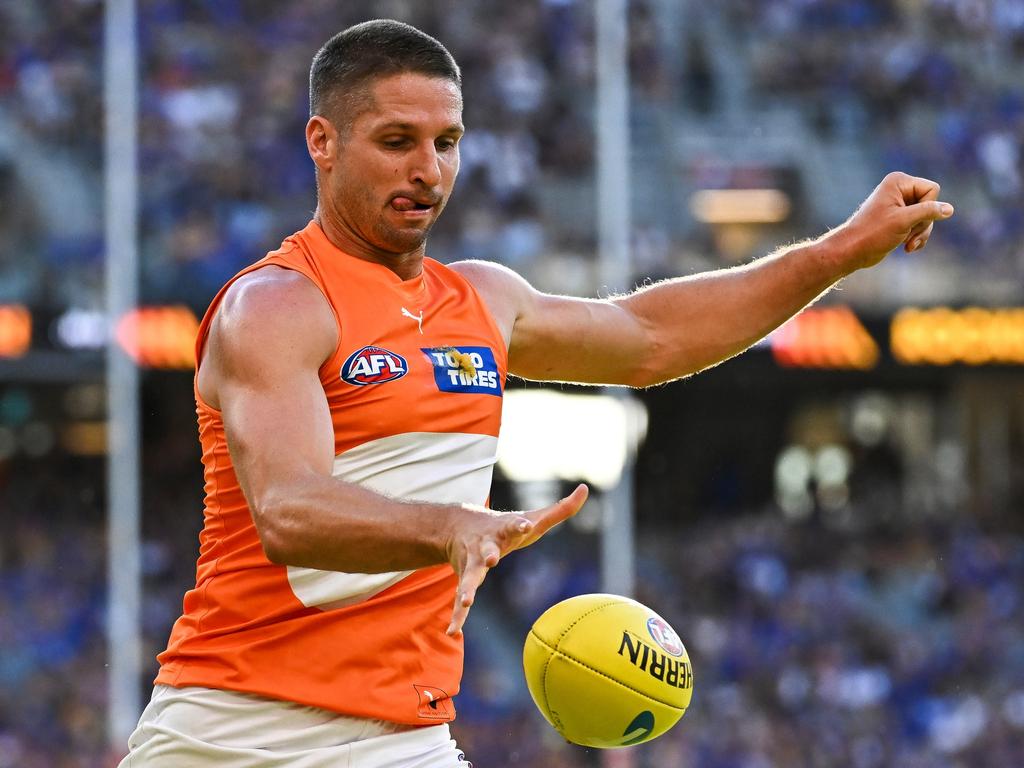 Hogan’s main goal is playing as many games as possible to help lead the Giants towards a maiden premiership. Picture: Daniel Carson/AFL Photos via Getty Images