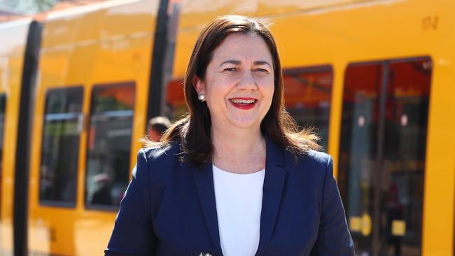 Queensland Premier Annastacia Palaszczuk speaking at Broadbeach today. Picture: Tertius Pickard