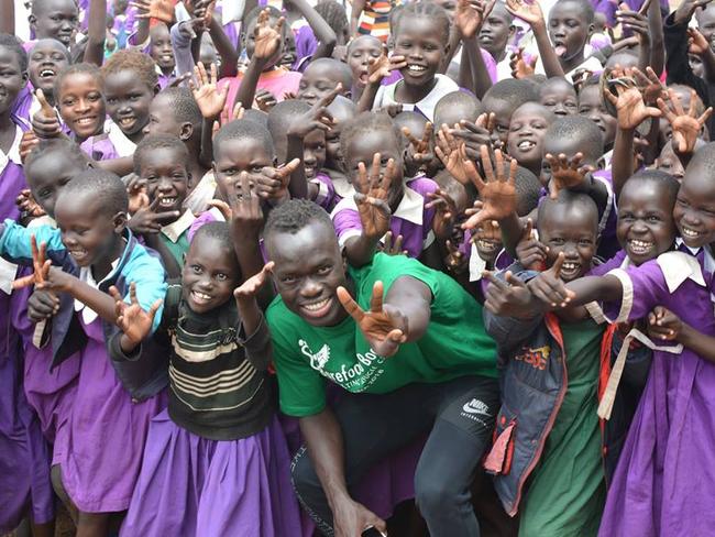 Awer Mabil has won a US $25,000 FIFPro prize for his charity Barefoot to Boots. The charity donates soccer kits and soccer boots from Australian soccer clubs to the people of the Kakuma refugee camp in Kenya where Mabil was born and raised. Picture: Facebook