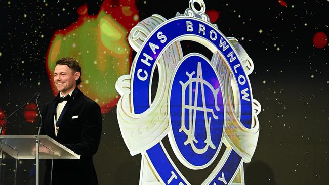 Lachie Neale took home the 2023 Brownlow Medal in a thrilling count. Picture: Getty Images