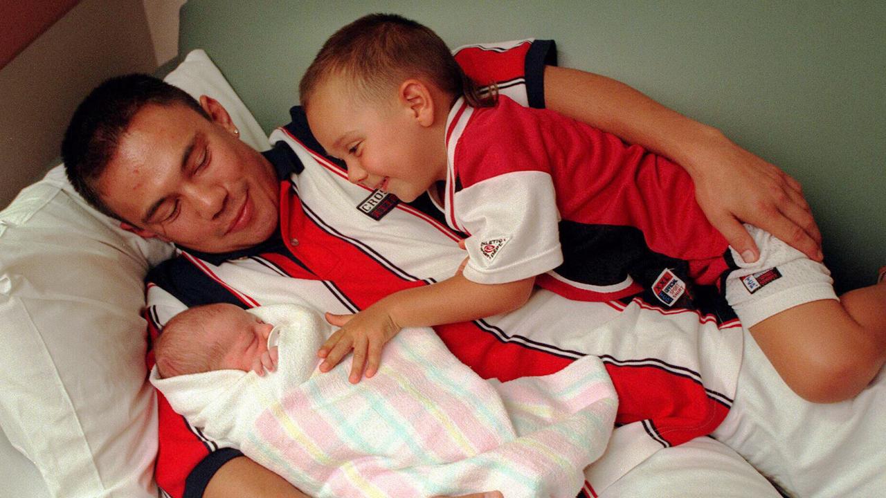 Kostya Tszyu with his sons Tim and newborn baby Nikita in 1998.