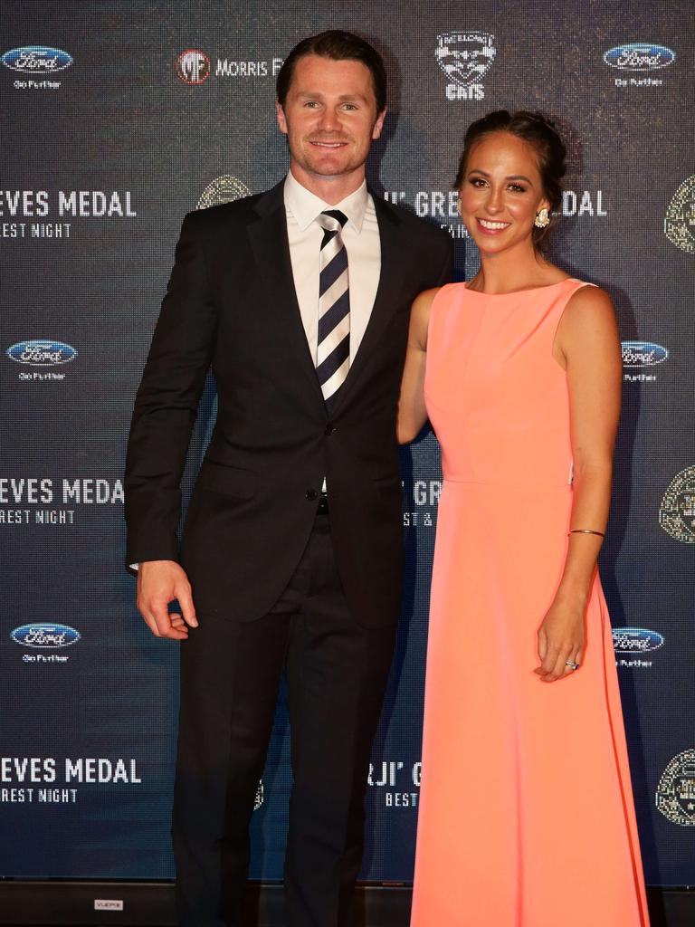 Patrick Dangerfield and Mardi Dangerfield. Carji Greeves red carpet arrivals. Picture: Peter Ristevski