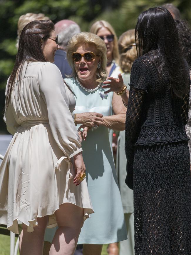 Francesca Packer, with her grandmother Ros Packer and Erika Packer at Mrs Packer’s birthday celebration. Picture: Dylan Robinson