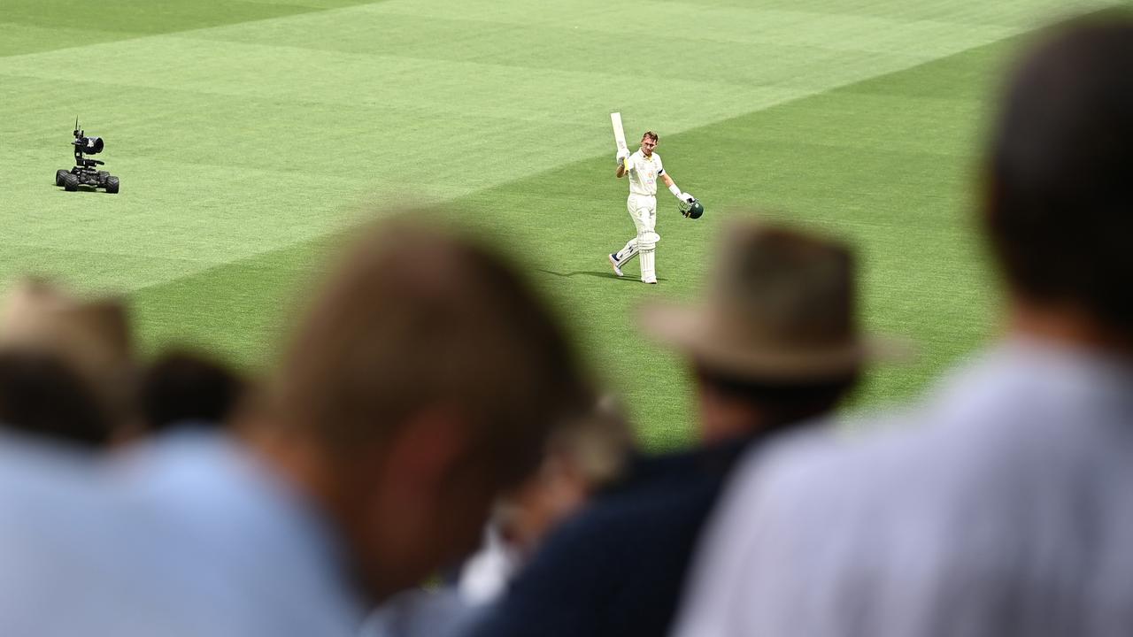 Marnus Labuschagne walks off after his maiden Ashes century. Picture: Getty Images