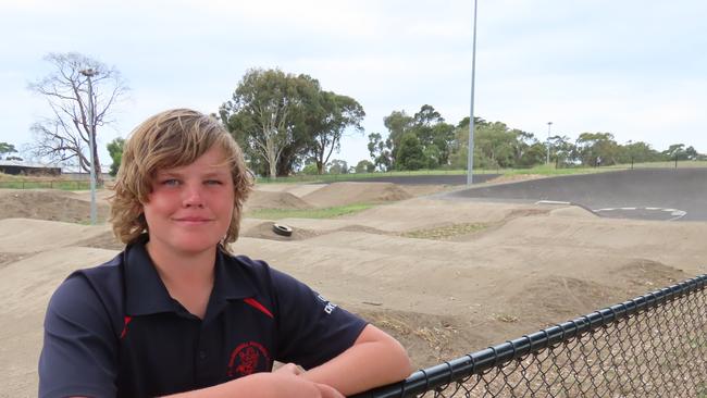 Jett Lewis, 14, is hoping the District Council of Grant will help him create a dirt mountain bike jump track in PortMacDonnell to help provide a space geared towards 13-16-year-old teens. Picture: Arj Ganesan