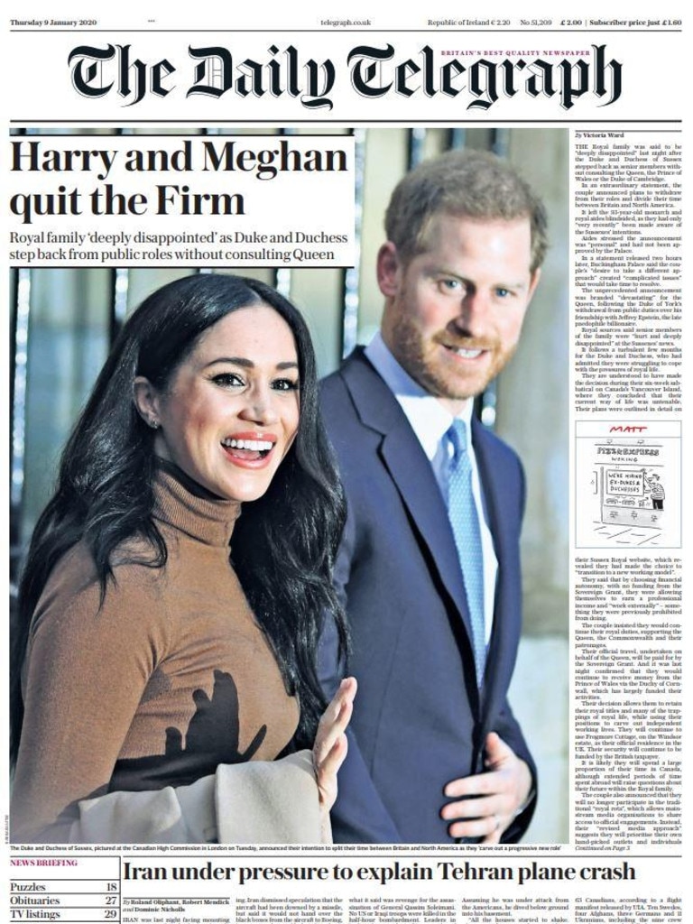 Newspaper Front Pages Cover Prince Harry And Meghan Markle Quitting