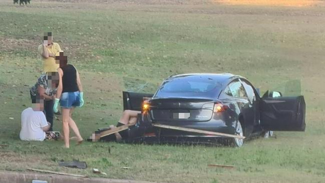 A Tiger Street, Sadliers Crossing, homeowner posted to Facebook after a Tesla driver allegedly crashed into their home. Picture: Facebook.