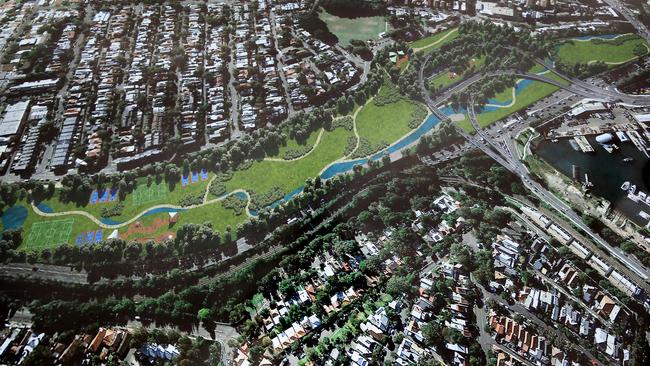 Designs for the parkland at the former Rozelle railyards have evolved since the open space was announced in 2016. Photo: Mark Evans