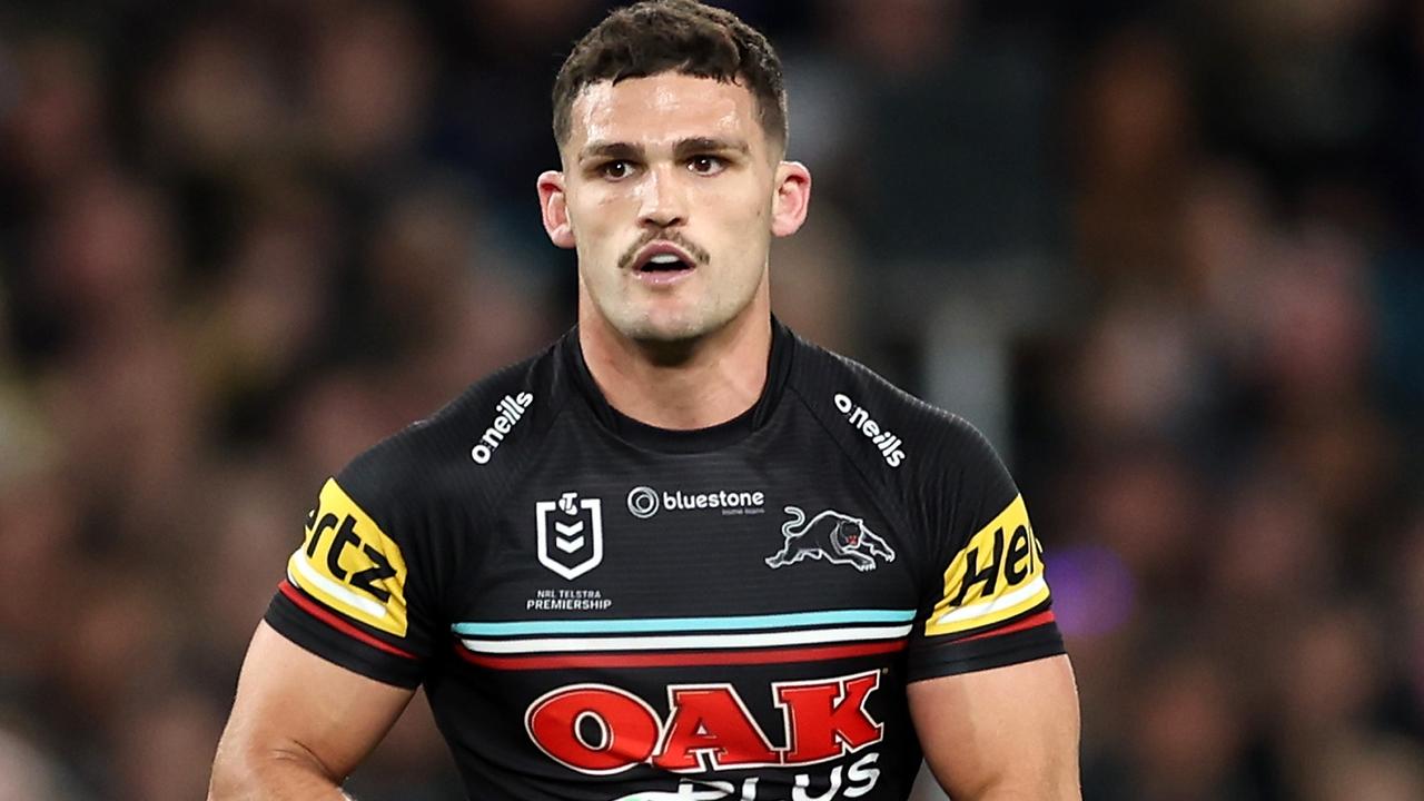 SYDNEY, AUSTRALIA - SEPTEMBER 22: Nathan Cleary of the Panthers runs with the ball during the NRL Preliminary Final match between the Penrith Panthers and Melbourne Storm at Accor Stadium on September 22, 2023 in Sydney, Australia. (Photo by Matt King/Getty Images)