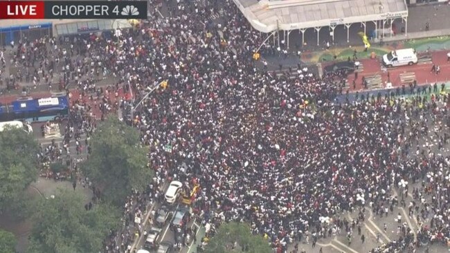 Twitch streamer sparked chaos after promising a PlayStation 5 giveaway in Union Square on Friday. Picture: NBC