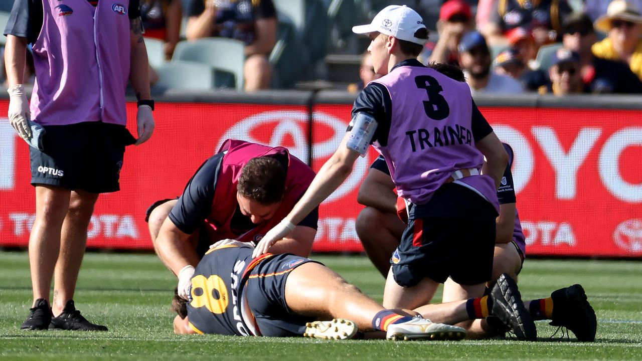 Kelly was left with serious injuries after the hit. Picture: AFL Photos/Getty Images