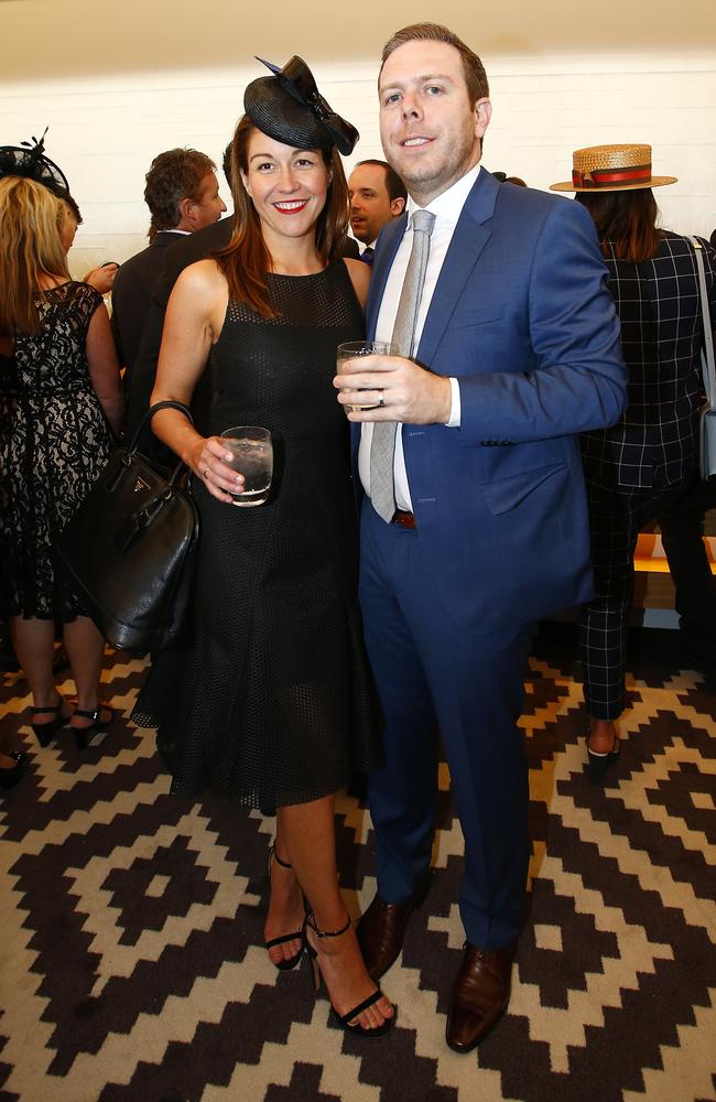 Olivia Worth and Paul Howes in the Birdcage at Derby Day 2014. Picture: Bradley Hunter