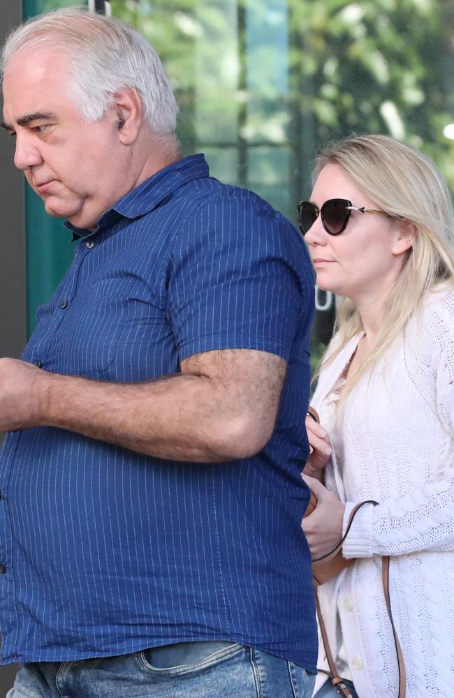 Kon Petropoulos and his wife Liudmila Petropoulos leaving the Geelong Magistrates Court,