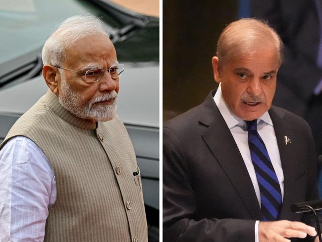 India's Prime Minister Narendra Modi, and Pakistan's Prime Minister Muhammad Shehbaz Sharif, as India and Pakistan both appeared to claim victory in the conflict over Kashmir. Picture: AFP