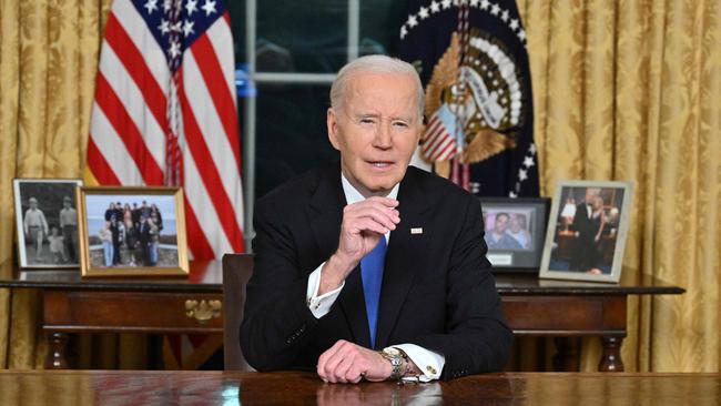 US President Joe Biden delivers his farewell address to the nation from the Oval Office of the White House in Washington, DC, on January 15, 2025. Picture: Mandel Ngan / AFP