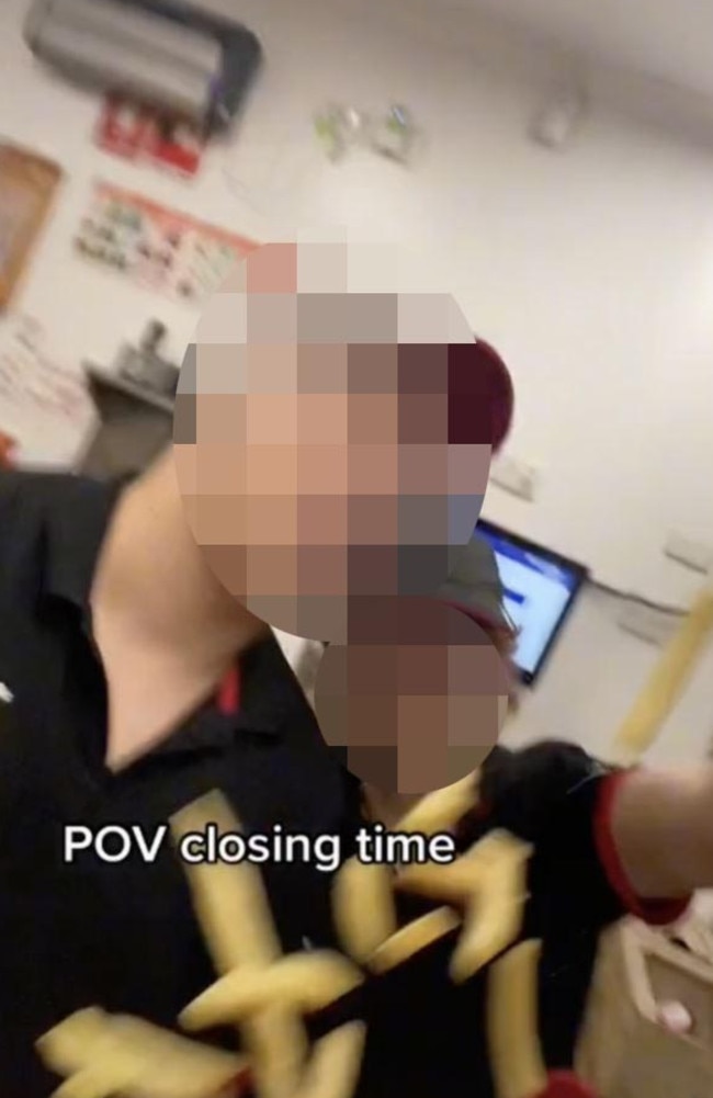 A group of Aussie KFC workers have gone viral for ‘disgusting’ act in a video filmed after-hours. Picture: TikTok/georgiadel_06