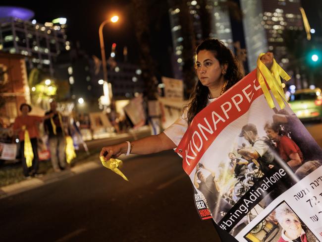 Friends and families of those taken hostage by Hamas gather to call for their return in Tel Aviv, Israel. Picture: Getty Images