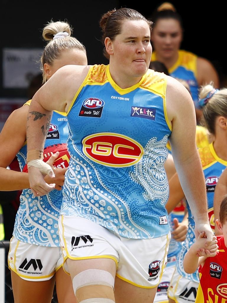 Perkins called out her critics. (Photo by Dylan Burns/AFL Photos via Getty Images)