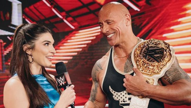 Dwayne 'The Rock' Johnson with WWE presenter Cathy Kelley. Picture: Instagram