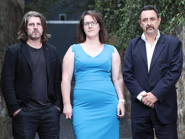 Dark Mofo Creative Director Leigh Carmichael, left, with CEO the of Alcohol, Tobacco and other Drugs Council Tasmania Alison Lai and Harm Reduction Australia president Gino Vumbaca are all calling for pill testing. Picture: LUKE BOWDEN