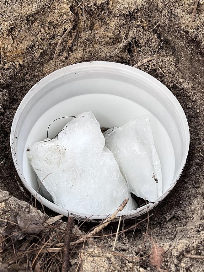 The man allegedly recovered the drugs from two buried barrels containing 15kg of meth. Picture: Supplied / WA Police