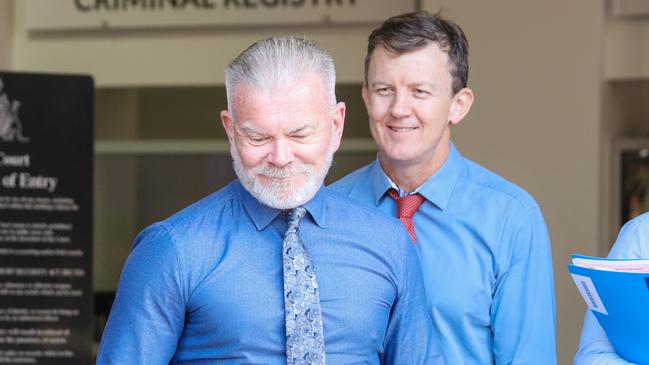 Jon Tippett QC and Peter Maley outside court. Picture: Glenn Campbell