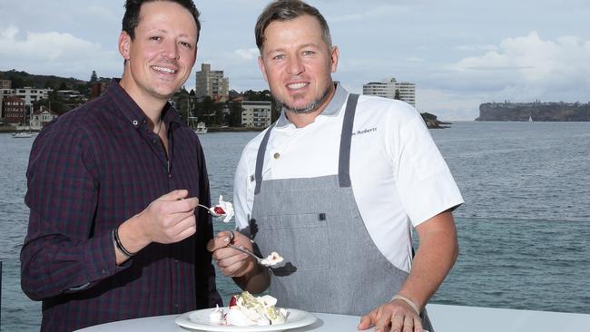 Manly Pavilion director Paul Severino and executive chef Jason Roberts sample the Manly pav.