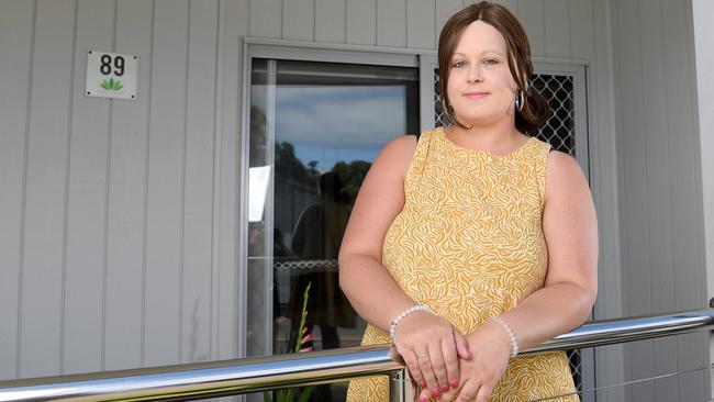 Hayley Tincknell was forced to spend eight weeks at Figtree Caravan Park in a Warrnambool while receiving radiation treatment. She could have received the same treatment in Mount Gambier if the state government got behind the proposed build. Picture: Arj Ganesan