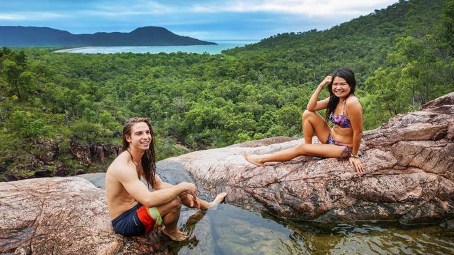 Majestic views from the pools at the top of Zoe Falls on Hinchinbrook Island. Picture: Lachie Millard