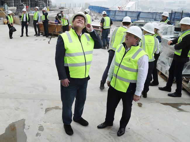 James Packer at the $2.4bn Sydney casino project being built by his company Crown Resorts. Picture Rohan Kelly