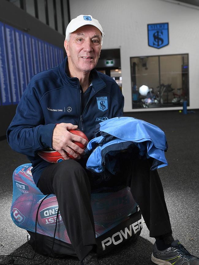 Graham Mason in the new change rooms at Unley Oval. Picture: AAP/Mark Brake