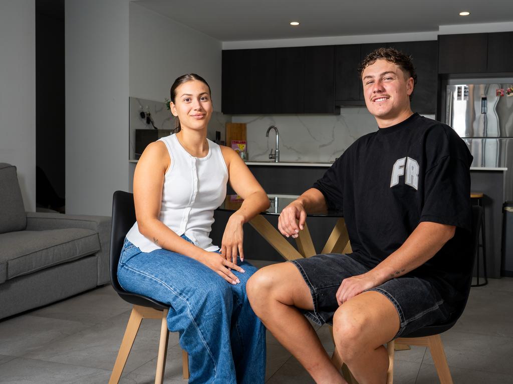 Thalia Lima 22 and Jack Kenny 23, in their home in Penrith. Photo: Tom Parrish