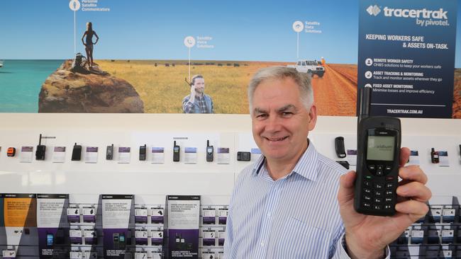 Peter Bolger (right) is one of the founders of Pivotel, a Gold Coast satellite phone company in competition with the major players. Picture: Glenn Hampson