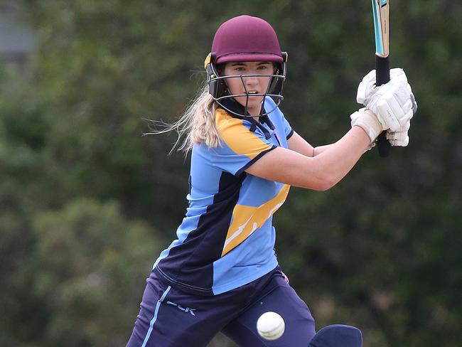 Womens Cricket match between gold Coast Dolphins and Western Suberbs played at Robina. Dolphins bats woman Carly Fuller. Pic Mike Batterham