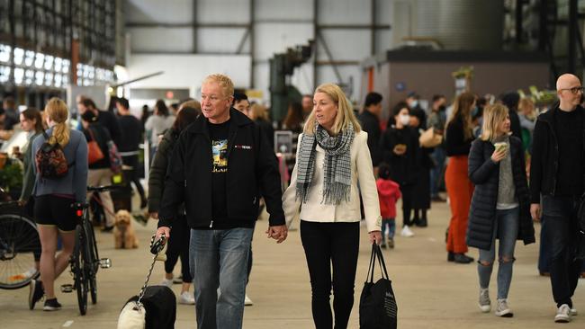 Shoppers at the Farmers market at Carriageworks in Sydney. Picture: NCA NewsWire/Joel Carrett.