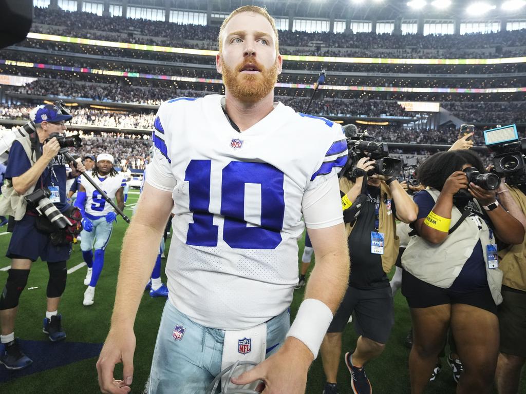 September 30, 2018: Dallas Cowboys quarterback Dak Prescott #4 signs his  jersey after an NFL football game between the Detroit Lions and the Dallas  Cowboys at AT&T Stadium in Arlington, TX Dallas