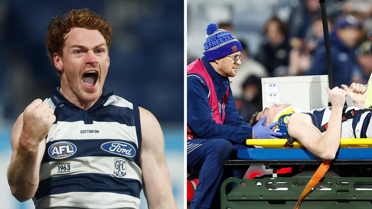 Geelong got the chocolates despite a scary early injury for Jeremy Cameron.
