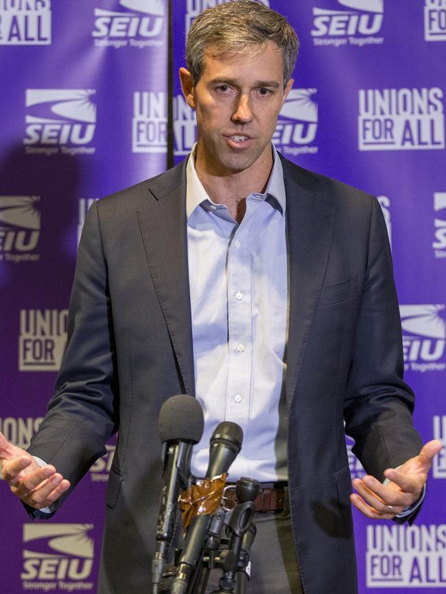 O’Rourke’s video showing him getting a flu shot provoked nationwide mockery stifling his attempt to nationalise his popularity. Picture: AP/Damian Dovarganes