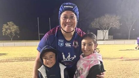 Leah Alefaio-Stevenson with grandchildren Elisha (left) and sister Ataliyah Fangaloka. Picture: Campbelltown Collegians