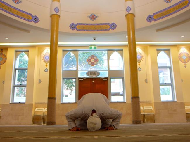 Sheihk Haisam Farache prays at his mosque. Picture: The Feed