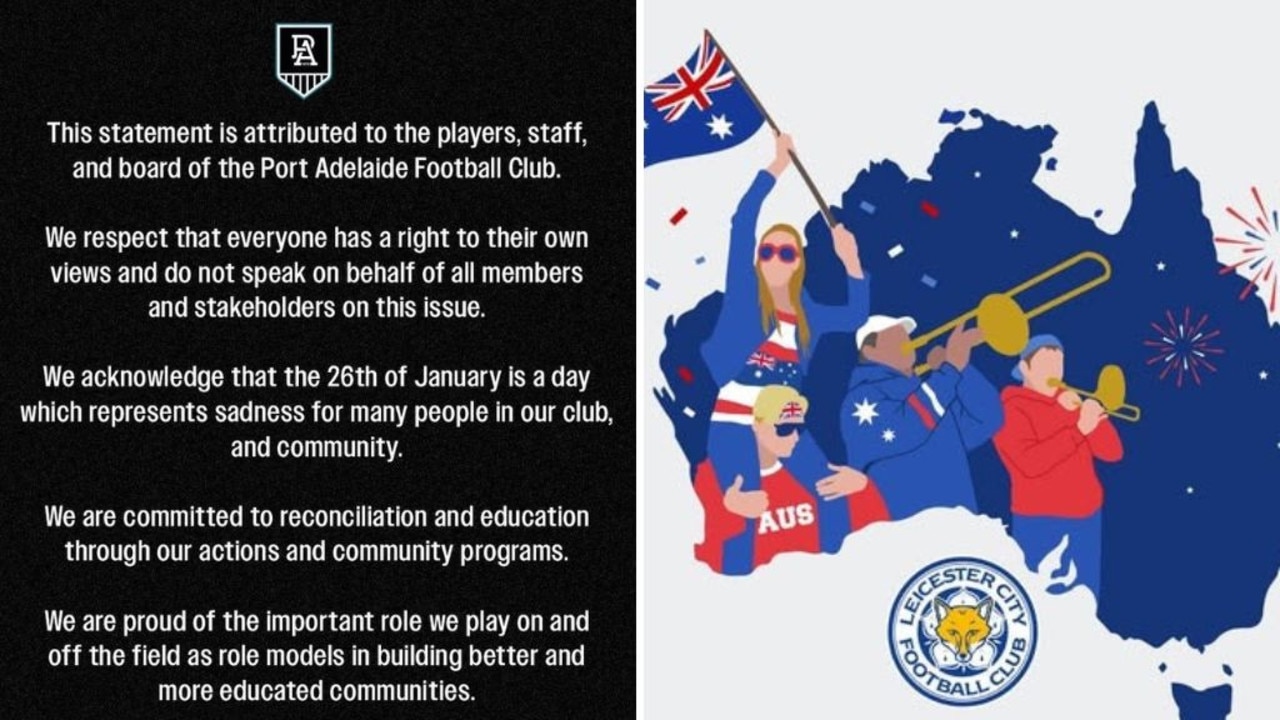 Stark difference in Australia Day posts from sporting organisations