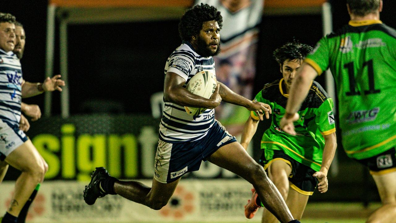 Darwin Brothers Caleb Niki was everywhere in his side’s dominant win over Sharks. Picture: Glenn Campbell